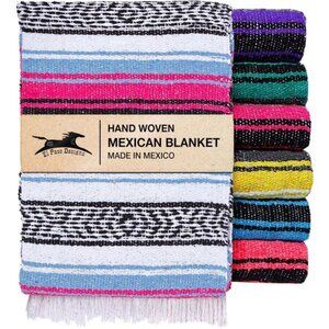 Mexican Yoga Blanket – Colorful Falsa Serape Throw for Yoga, Beach, Picnic